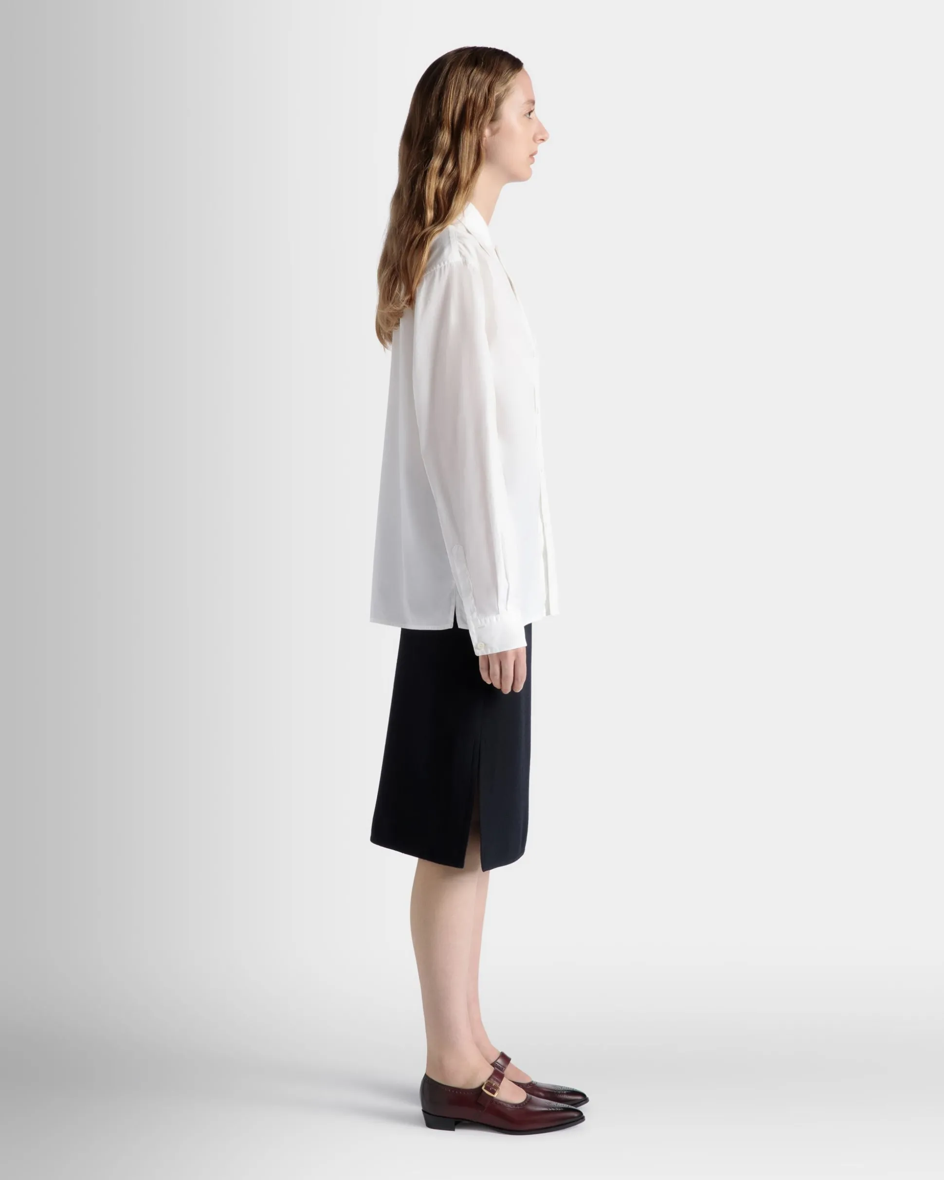 Long Sleeve Shirt In White Cotton