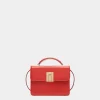 Ollam Mini Top Handle Bag in Candy Red Brushed Leather