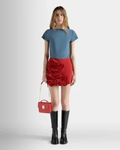 Ollam Mini Top Handle Bag in Candy Red Brushed Leather