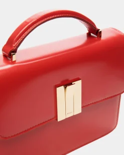 Ollam Mini Top Handle Bag in Candy Red Brushed Leather