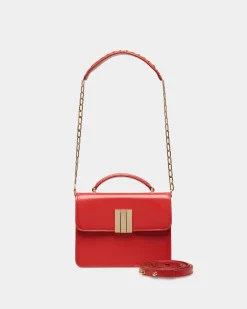 Ollam Mini Top Handle Bag in Candy Red Brushed Leather