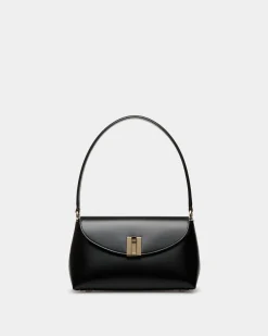 Ollam Small Top Handle Bag In Black Leather