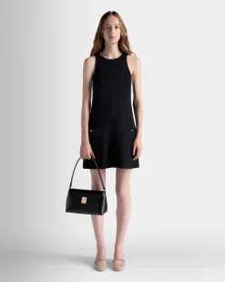 Ollam Small Top Handle Bag In Black Leather