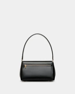 Ollam Small Top Handle Bag In Black Leather