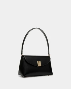 Ollam Small Top Handle Bag In Black Leather