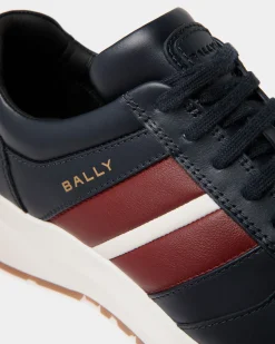 Outline Sneaker In Navy Blue Leather