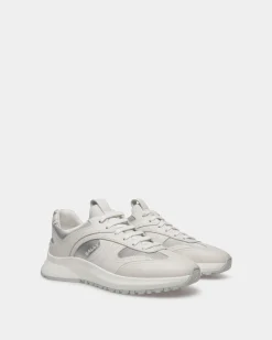 Outline Sneaker In White Leather And Nylon