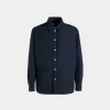 Padded Overshirt In Navy Blue Nylon