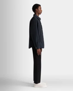 Padded Overshirt In Navy Blue Nylon