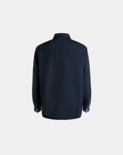 Padded Overshirt In Navy Blue Nylon