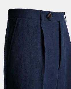 Pants in Navy Blue Linen