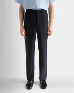 Pants in Navy Blue Wool Blend