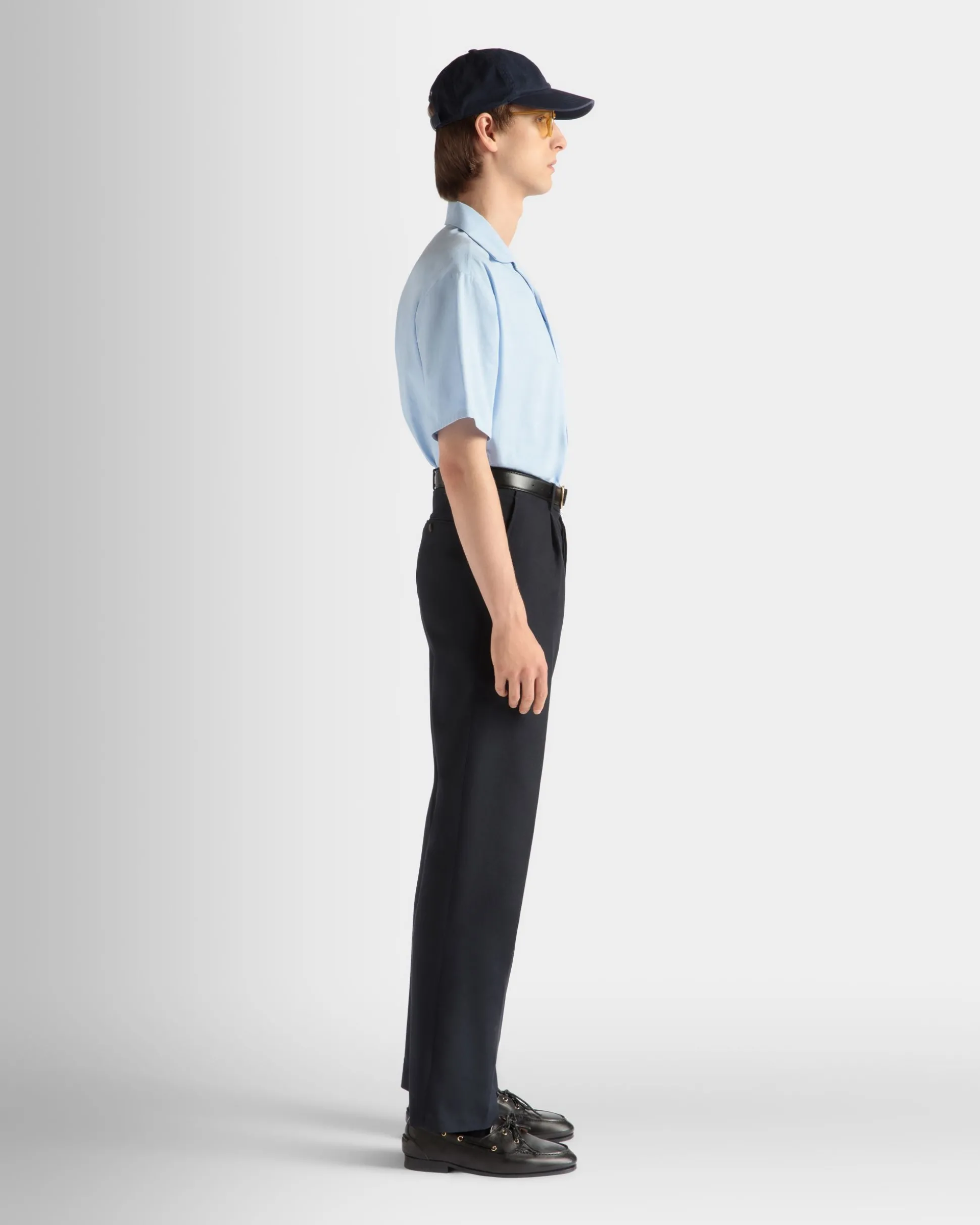 Pants in Navy Blue Wool Blend