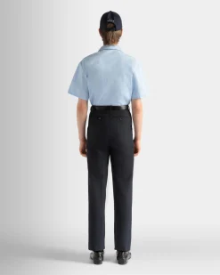 Pants in Navy Blue Wool Blend