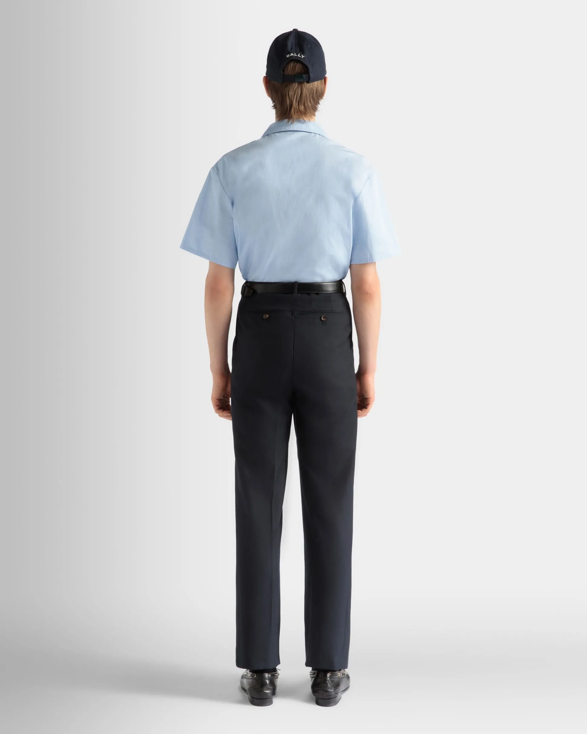 Pants in Navy Blue Wool Blend