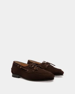 Plume Moccasin in Dark Brown Suede
