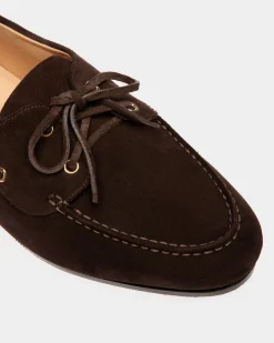 Plume Moccasin in Dark Brown Suede