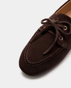 Plume Moccasin in Dark Brown Suede