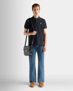 Polo Shirt in Navy Blue Cotton