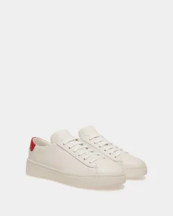 Raise Sneaker In White And Red Leather