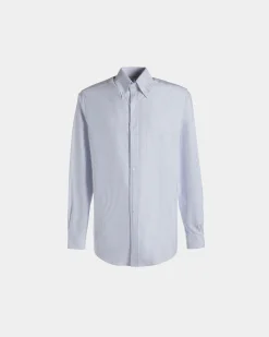 Regular Long Sleeve Shirt In Light Blue Cotton