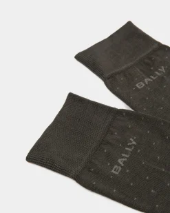 Ribbed Logo Socks In Gray Cotton Mix