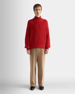 Roll Neck in Candy Red Cotton