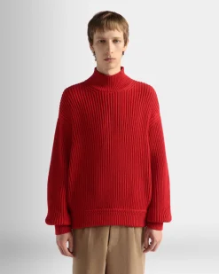 Roll Neck in Candy Red Cotton