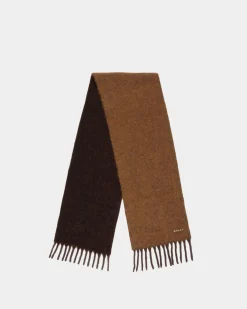 Scarf In Ebano And Brown Wool Blend