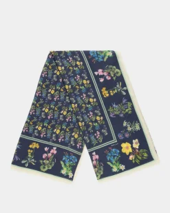 Scarf In Mountain Flower Print Modal And Cashmere