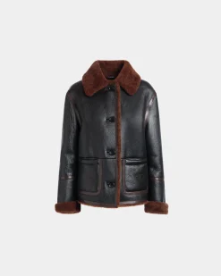 Shearling Lined Jacket In Black Leather
