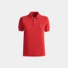 Short Sleeve Polo in Red Cotton