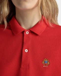 Short Sleeve Polo in Red Cotton