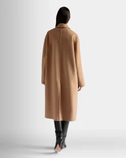Single-Breasted Coat In Camel Cashmere Wool Mix