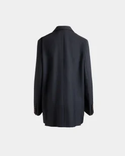 Single-breasted Jacket in Navy Blue Wool Blend