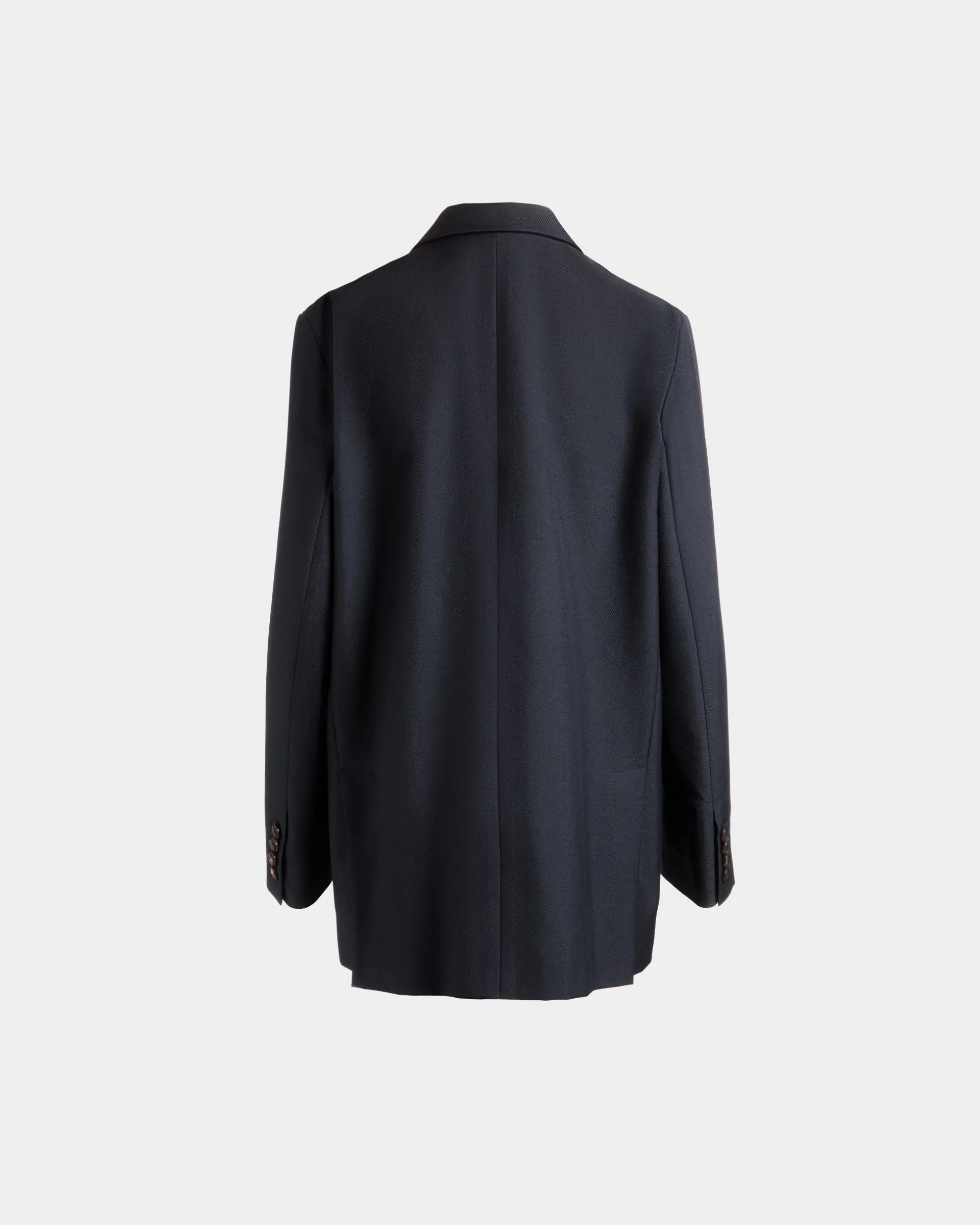 Single-breasted Jacket in Navy Blue Wool Blend