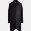 Single-Breasted Midi Coat In a Navy Blue Wool Blend