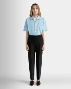 Straight Fit Pants in Black Wool