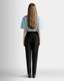 Straight Fit Pants in Black Wool