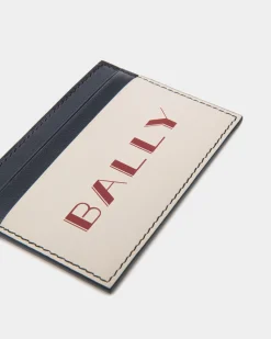 Summer Capsule Credit Card Case In White And Navy Blue Leather