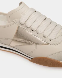 Sussex Sneaker In White And Gold Leather