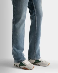 Sussex Sneakers In Dusty White And Kelly Green Leather