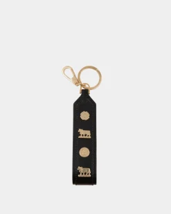 Swissness Keychain With Studs In Black Leather