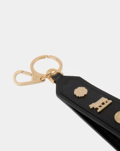 Swissness Keychain With Studs In Black Leather