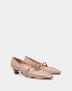 Sylt Mary-Jane Pump In Light Beige Brushed Leather