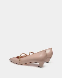 Sylt Mary-Jane Pump In Light Beige Brushed Leather
