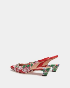 Sylt Slingback Pump in Strawberry Print Brushed Leather