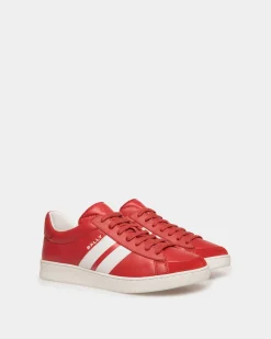 Tennis Sneaker In Candy Red And White Leather