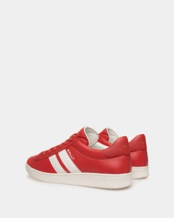 Tennis Sneaker In Candy Red And White Leather
