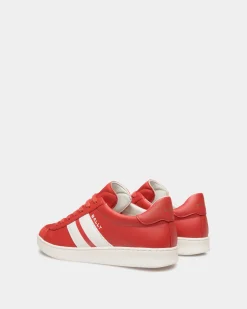 Tennis Sneaker In Candy Red And White Leather